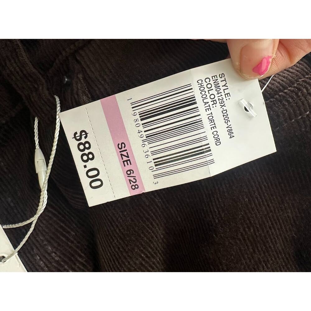 Kensie Jeans The Natalie High Rise Boot Cut Corduroy Pants Size 6 /28 Dark Brown - Picture 6 of 12